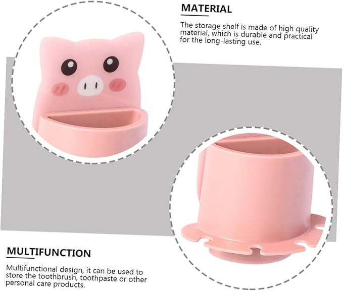 Wall-Mounted Bathroom Toothbrush Holder Rack Suction Adhesive Storage Bracket for Compact Wall Storage Easy-Install Bathroom Wall Rack Organizer