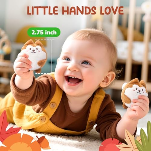 JoyCat Baby Toys 6-12 Months - Soft Baby Treehouse with 5 Sensory Squirrels - Rattle, Crinkle Paper, Squeaker, Mirror, Busy Montessori Soft Toys for Toddlers 0-3 Years Old - Christmas Birthday Gift