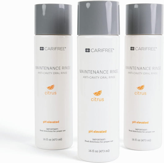 CariFree Maintenance Rinse, Citrus Flavored, Anti-Cavity Fluoride Mouthwash, Dentist Recommended, Prevents Oral Decay, Freshens Breath, Alcohol-Free, Neutralizes pH (16 Fl Oz (Pack of 4)