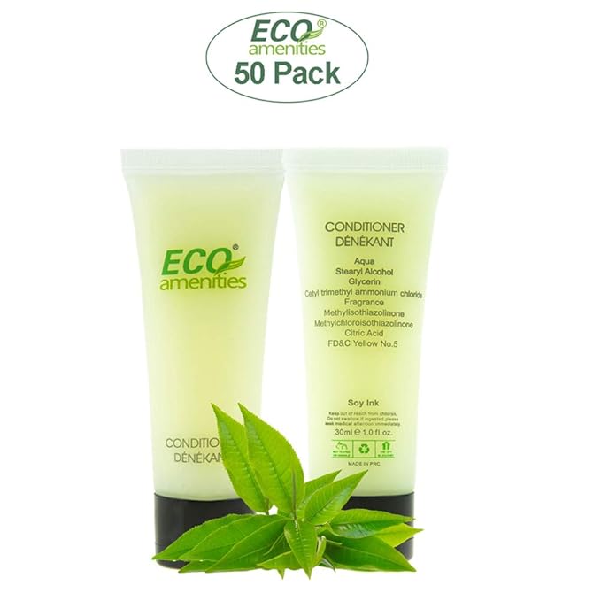 ECO amenities Travel Kit - Mini Shampoo & Conditioner Set - Eco Paraben-Free Soap Bars & Travel Essentials - Individually Wrapped Hotel Amenities Kit - 1 Fl Oz each, Pack of 150, Green Tea