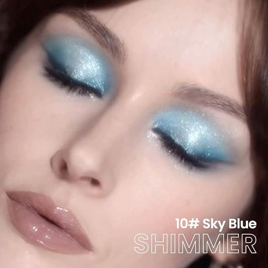 evpct Sky Blue Shimmer Cream Eye Shadow Brightener Sticks Set for Eyes, Blue Shimmery Matte Pencil Eye shadow Applicator Stick Pen Palette Makeup Waterproof sombras en crema para ojos 10#