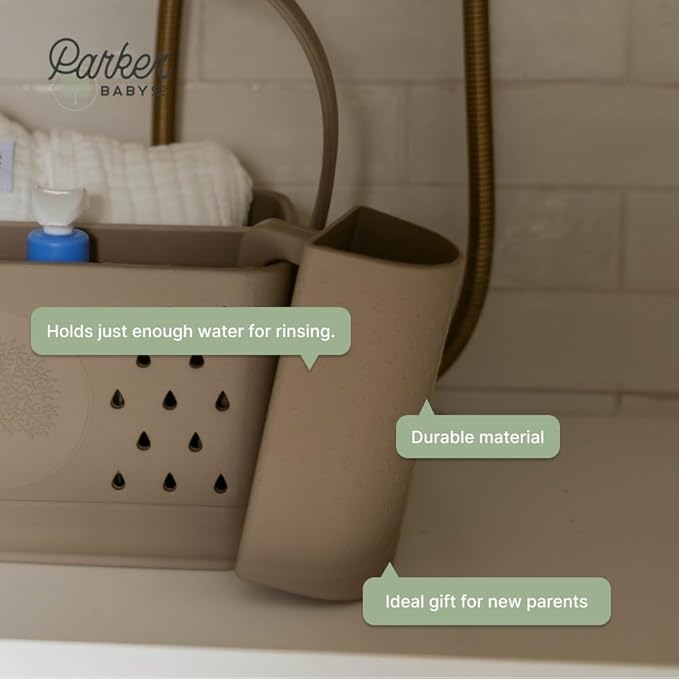 Parker Baby Bath Rinse Cup | BPA Free, Dishwasher Safe & Food Grade Bath Cup for Rinsing Hair | Holds 18oz | Quick-Dry, Sturdy & Perfect Size Baby Water Pourer in Neutral Colors