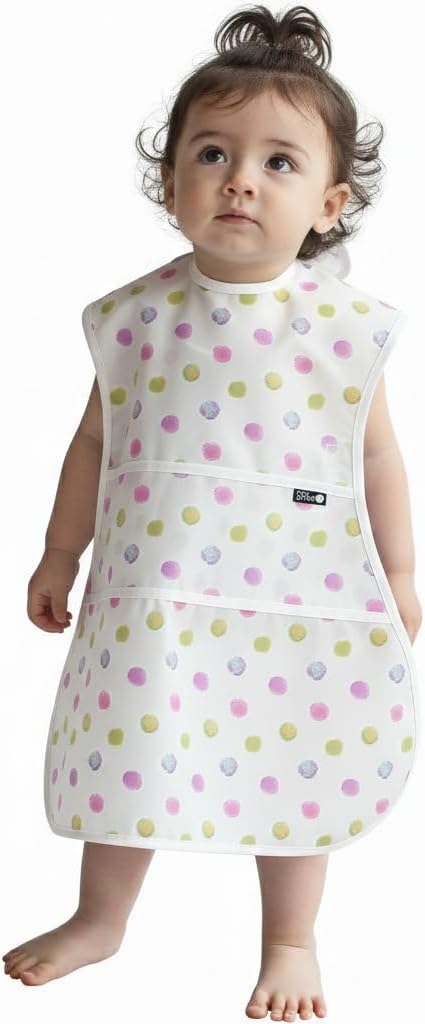Full Coverage Waterproof Feeding Bib for Toddlers – Extra Long Apron Bib for Mealtime, Self-Feeding, High Chairn