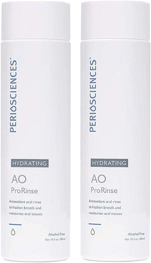PerioSciences Hydrating Mouthwash Rinse Oral Care Pre Brush - Mint Anti Cavity Dry Mouth Plaque Remover for Healthier Gum Tissue & Teeth Enamel Protection - AO Dentist Recommended Clean - Pack of 2