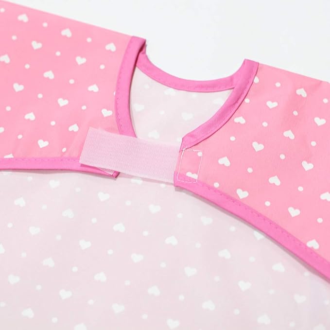 Short Sleeve Waterproof Bib for Toddlers – Easy Clean Feeding Apron for Mealtime, Daycare, Self-Feeding, Lightweight