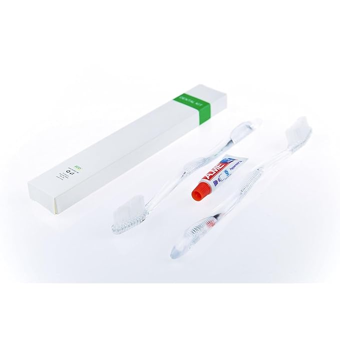 ECO amenities Travel Toothbrush & Toothpaste Kit - Individually Wrapped Disposable Toothbrushes - Peppermint Travel Toothpaste Tubes - Bulk Hotel Dental Kit - Pack of 1, Peppermint