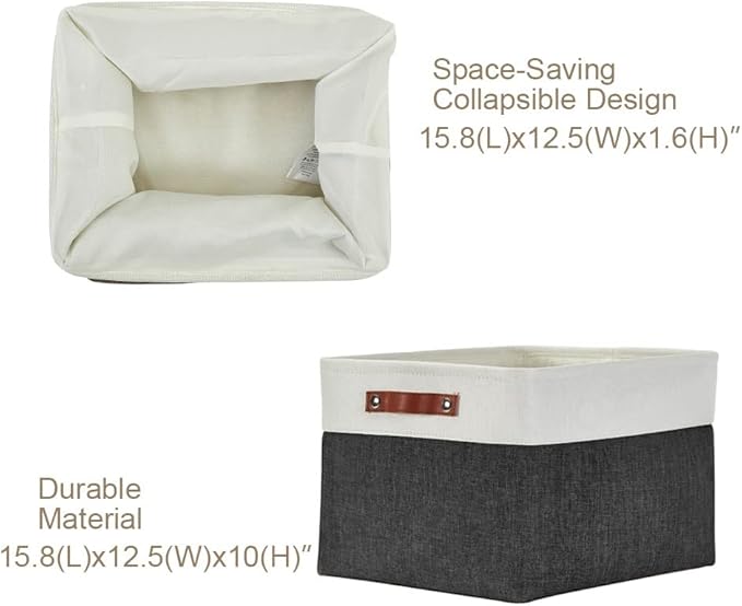 DECOMOMO Storage Baskets for Shelves - Fabric Storage Bins, Linen Closet Organizers and Storage (Black & White, XL - 3 Pack)