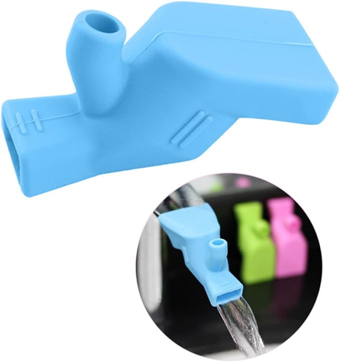 Silicone Diversion Extender Children Toddler Hand Washing Water Tap Blue