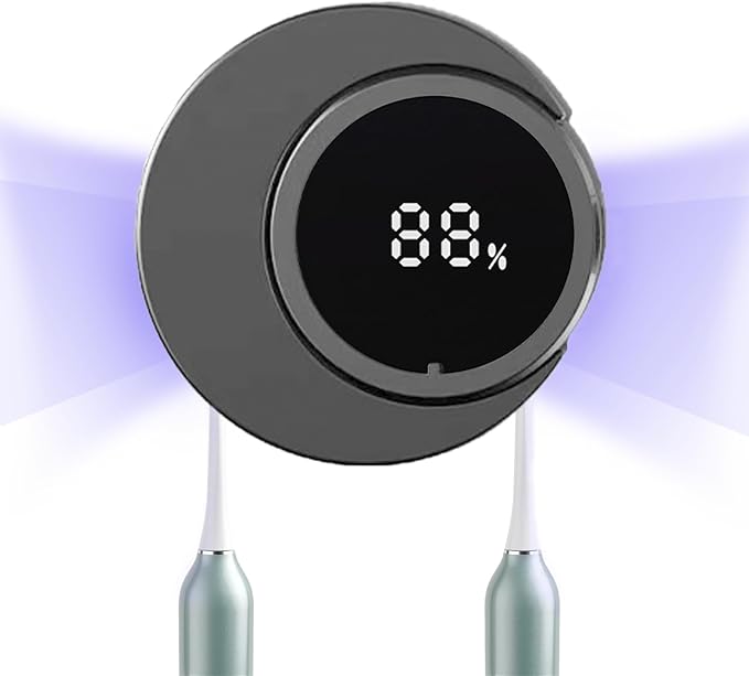 Smart Toothbrush Holder & Wall Mounted Toothbrush Holders, LED Automatic Sensing Toothbrush Cleaner for Home and Travel (Black)