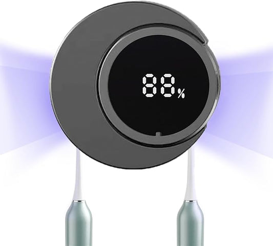 Smart Toothbrush Holder & Wall Mounted Toothbrush Holders, LED Automatic Sensing Toothbrush Cleaner for Home and Travel (Black)