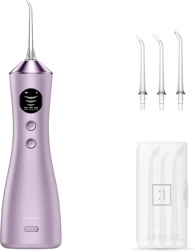 Water Dental Flosser for Teeth, Portable Cordless Water Flosser with 300ML Rechargeable with Type-C, IPX7 Waterproof Water Flossers for Adults with 3 Intensity Modes and 3 Flossing Tips