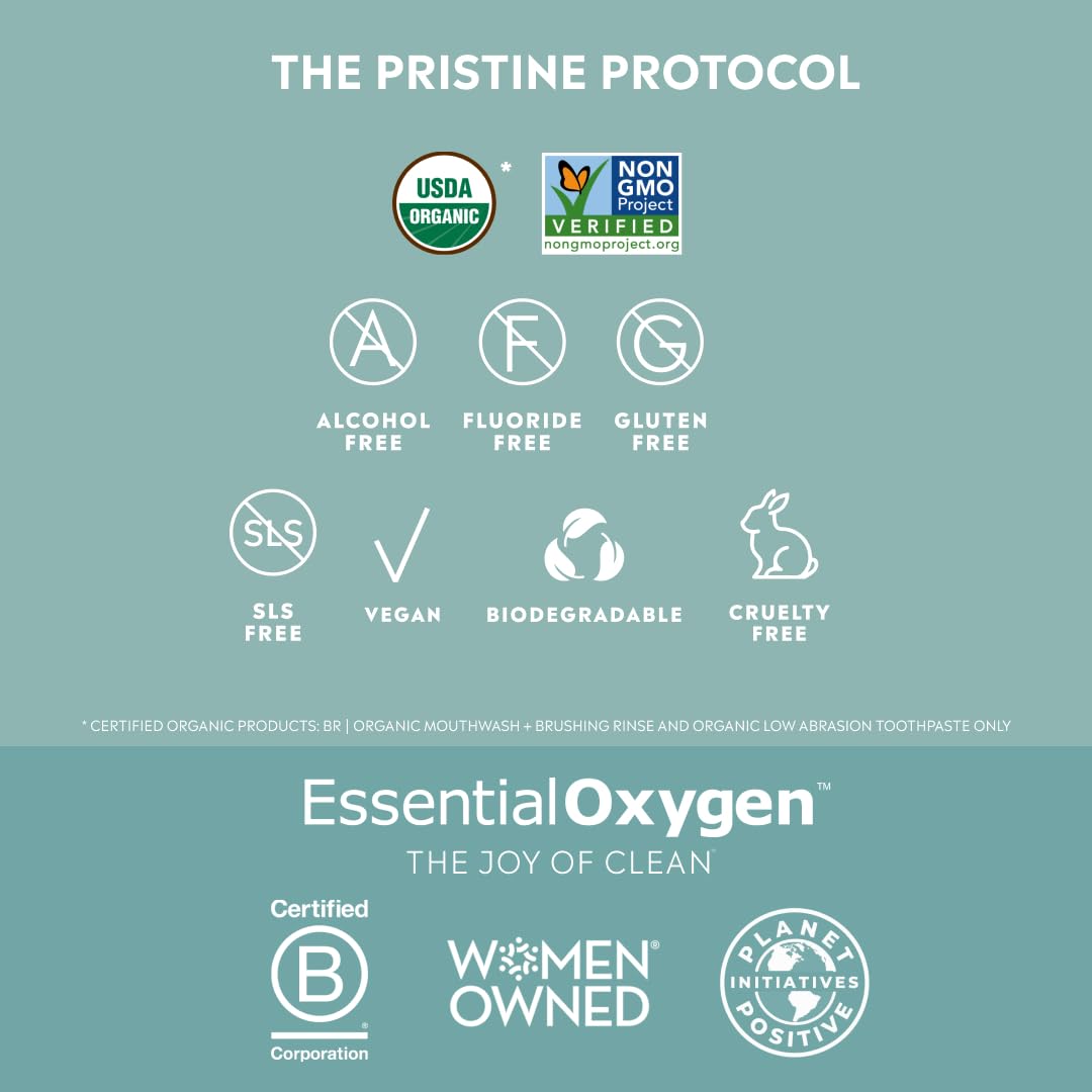 Essential Oxygen Pristine Protocol A 3-Step System (1. Rinse 2. Brush 3. Polish) for Your Best Smile Ever, 3 Count, Combo Pack