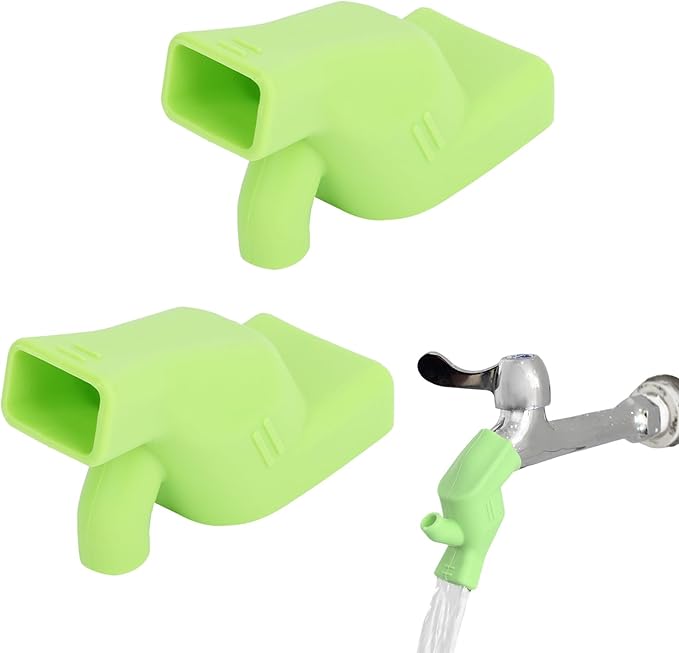 2Pcs Faucet Extender for Kids, Silicone Water Spout Light Switch Tap Handle Spout Hand Washing Sink Extender for Children Toddler