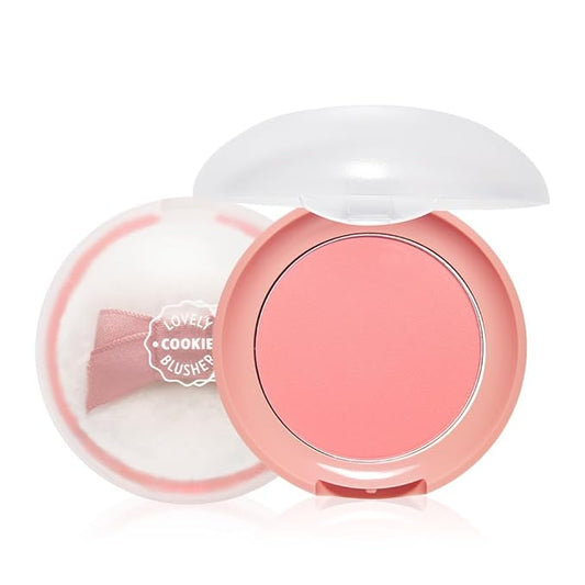 ETUDE Lovely Cookie face powder blush - Sweet Coral Candy 4g | Glowing & Natural Powder Blush with Long-Lasting Sebum Control | Easy Application | Korean Makeup, Kbeauty, Perfect for Gift