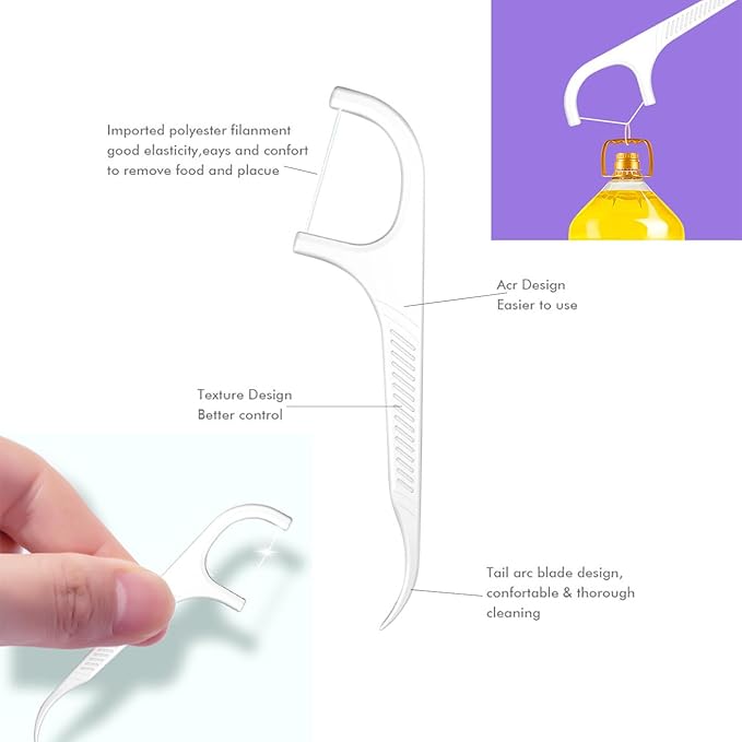 100 Count Dental Floss Picks Flossers for Adults Kids Independent Packaging Disposable Portable Household Travel Use Tensile, White