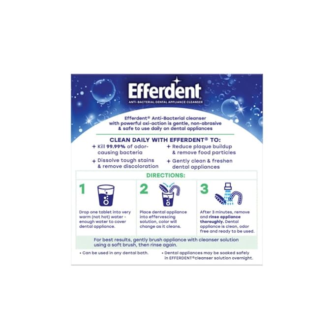 Efferdent Retainer Cleaning Tablets, Denture Cleaning Tablets for Dental Appliances, Minty Fresh & Clean, 44 Count, (Pack of 1)