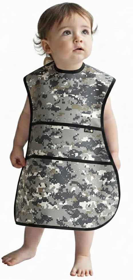 Full Coverage Waterproof Feeding Bib for Toddlers – Extra Long Apron Bib for Mealtime, Self-Feeding, High Chairn