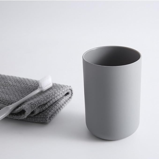 Round Plastic Toothbrush Cups, Couples Toothbrush Cups, Creative Household Toothbrush Cups, Simple wash Cups and mouthwash Cups. (Gray & Gray)