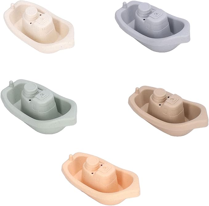 Educational Stacking Cups Boat Toy Water Play Nesting Cup Baby Bath Toys for Toddlers 6 Months and Up ABS Material 5 Pieces Set