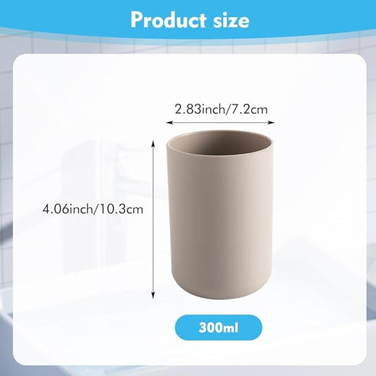 Bathroom Toothbrush Holder Cups, White Plastic Drinking Cups Mouthwash Cup Reusable Water Cup Bathroom Storage for Home Travel, 300ml (Coffee)