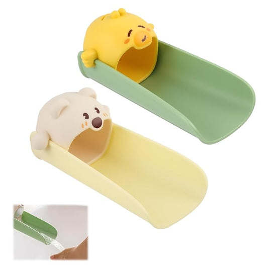 Faucet Extender for Toddlers, 2 Pack 5.4" U Shape Cartoon Kids Sink Faucet Extender for Hand Washing - Food Grade Silicone Faucet Extension for Standard & Gooseneck Faucet