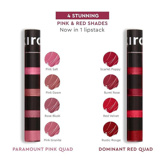 KIRO Four Play Non-Stop Airy Matte Liquid Lip Stack – Dominant Red | 4 Nude Lipstick Shades | Long-Lasting, Transfer-Proof, Hydrating, Lightweight | Infused with Avocado & Apricot Oils | 6ml
