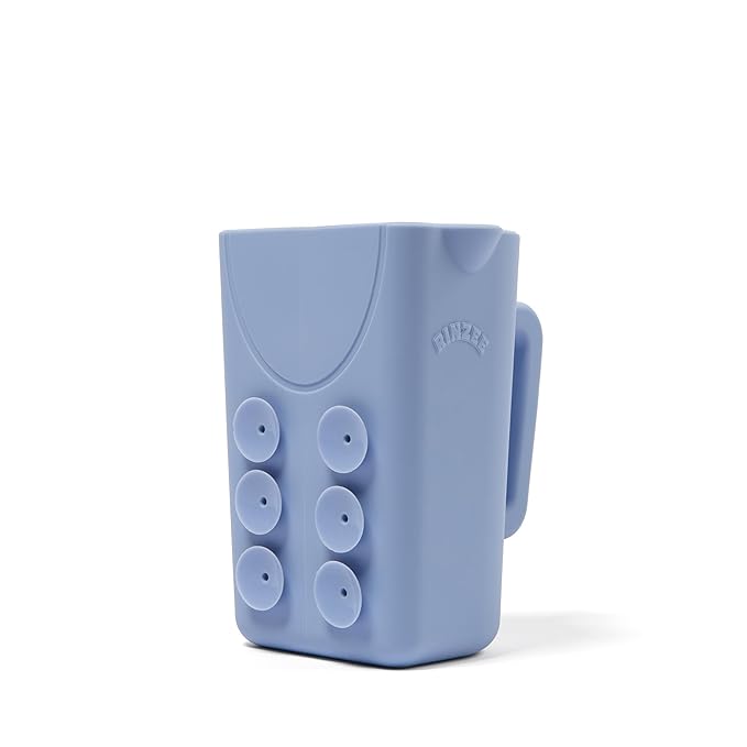 Baby Bath Cup with Suctions - BPA Free, 100% Food Grade Silicone Rinse Cup, Clutter-Free Tub Area, Kids Learning Tool, Sticks to Tiles, Drains Water Upside Down- patent pending