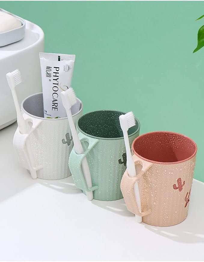 Awhale, 2pcs Children's Bathroom Mouthwash Cup, 360ML, PP Material Anti-Drop Toothbrush Cup (Green&Grey)