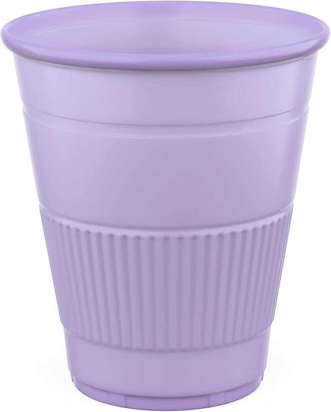 Disposable Cups | 50 Pack | 5 oz Plastic, Small Bathroom Perfect for Medicine, Water, Rinsing, Mouthwash, Party, Dental | Multicolor for Kids | Purple