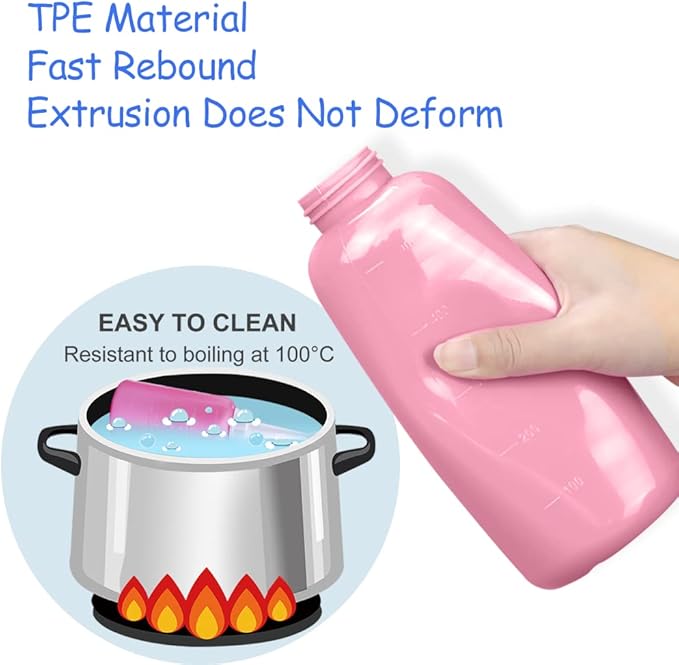 Handheld Personal Bidet Bottle, Bottle for Gentle Postpartum Care and Cleansing, Feminine Care， Personal Perineum Cleansing, 500Ml Portable Bidet Travel Bidet（Pink）, Resistant to 100ºC,Bonus Bag