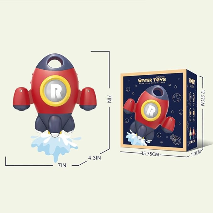 Baby Bath Toys, Space Rocket Shape Bathtub Toys for Toddlers, Spray Water Toys w/ Rotating Fountain, Bathroom Shower Toys for Infants Aged 18 Months 2 3 4 5 Years Old Kids Girls Boys