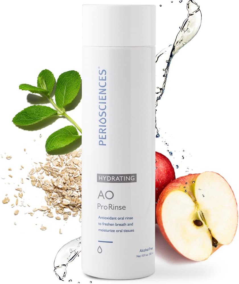 PerioSciences Hydrating Mouthwash Rinse Oral Care Pre Brush - Mint Anti Cavity Dry Mouth Plaque Remover for Healthier Gum Tissue & Teeth Enamel Protection - AO Dentist Recommended Clean - Pack of 2