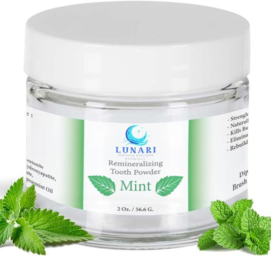Remineralizing Mint Nano-Hydroxyapatite Tooth Powder for Sensitive Teeth – Natural Fluoride-Free Whitening Toothpaste with Bentonite Clay, Calcium Carbonate & Essential Oils, Vegan, Made in USA