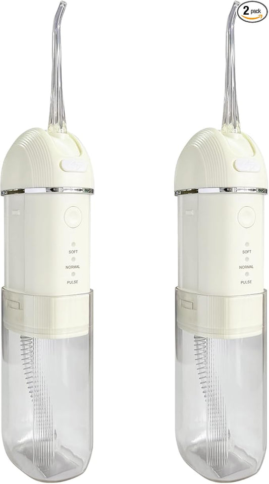 Portable Water Flosser for Teeth 2 Pack, Cordless & Portable Collapsible Oral Irrigator Water Teeth Cleaner Pick for Home Travel Use,3 Modes & IPX7 Waterproof Rechargeable Water Flosser Dental Pick