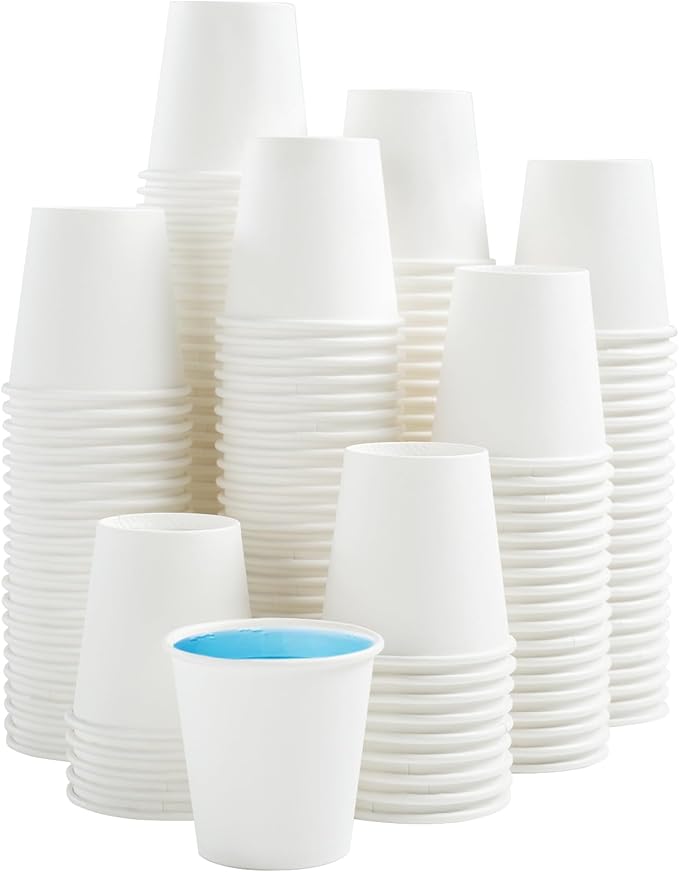 100 Pack 3 oz Paper Cups, Disposable Bathroom Cups, Small Mouthwash Cup White Paper Drinking Cup for Party,Picnic,Travel and Events