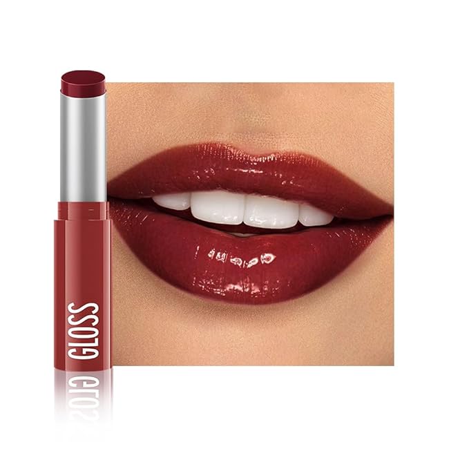 1Pc Brownish Red Butter Lipstick Tinted Lip Balm, Shine Moisturizing Plumper Lipstick for Women,Natural Nourishing Hydrating Lip Gloss Stain for Dry Lips,Lightweight Lip Liner Care Vegan Makeup
