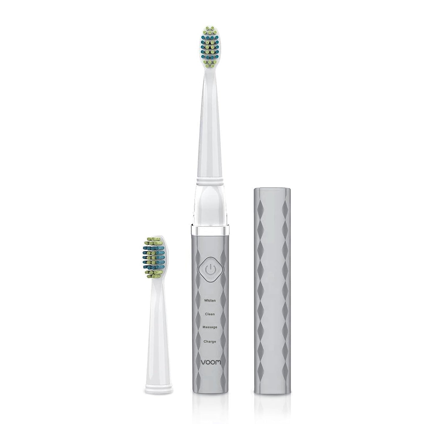 Voom Sonic Pro 3 Rechargeable Electric Toothbrush With Soft Dupont Nylon Bristles Dentist Recommended Portable Oral Care 2-Minute Timer 3 Adjustable Speeds Light Weight Design - Silver
