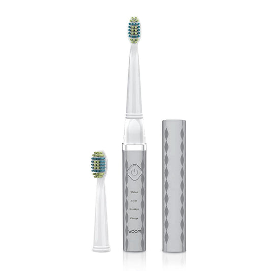 Voom Sonic Pro 3 Rechargeable Electric Toothbrush With Soft Dupont Nylon Bristles Dentist Recommended Portable Oral Care 2-Minute Timer 3 Adjustable Speeds Light Weight Design - Silver