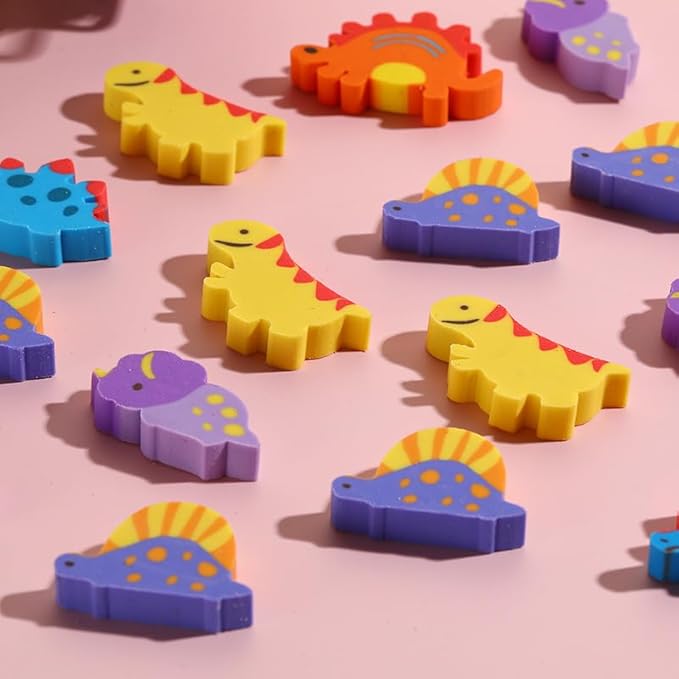 Kleeblatt Large Dinosaur Erasers for Kids Bulk, 60 PCS Big Large Fun Desk Pets for Kids Classroom, Treasure Box Prizes,Party Favors for Kids Goodie Bags, Back to School Gifts for Ages Over 3 Students