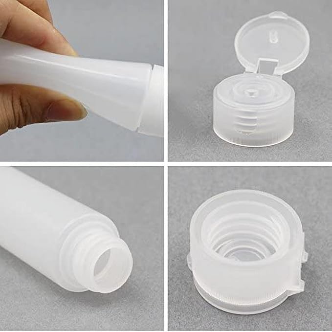 5 Pcs White 1 oz Travel Bottles Empty Refillable Toothpaste Tubes Containers Small Mini Size Squeeze Dispensers, Pump Dispensers Refillable Containers