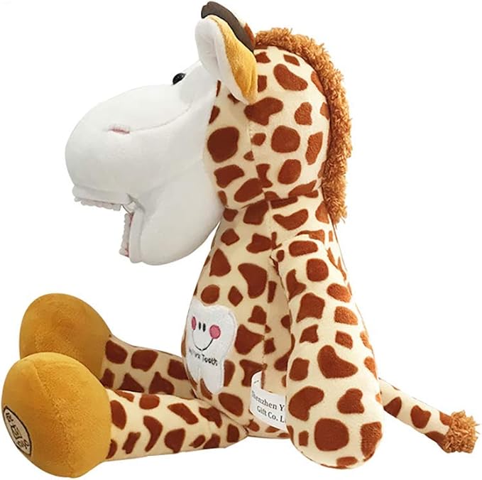 Tooth Fairy Plush, YOUYA Dental Puppet Oral Health Presentation Doll Giraffe Tooth Fairy Dental Educational Plush Small Size Doll with Teeth for Kids Chidren Boys Girls