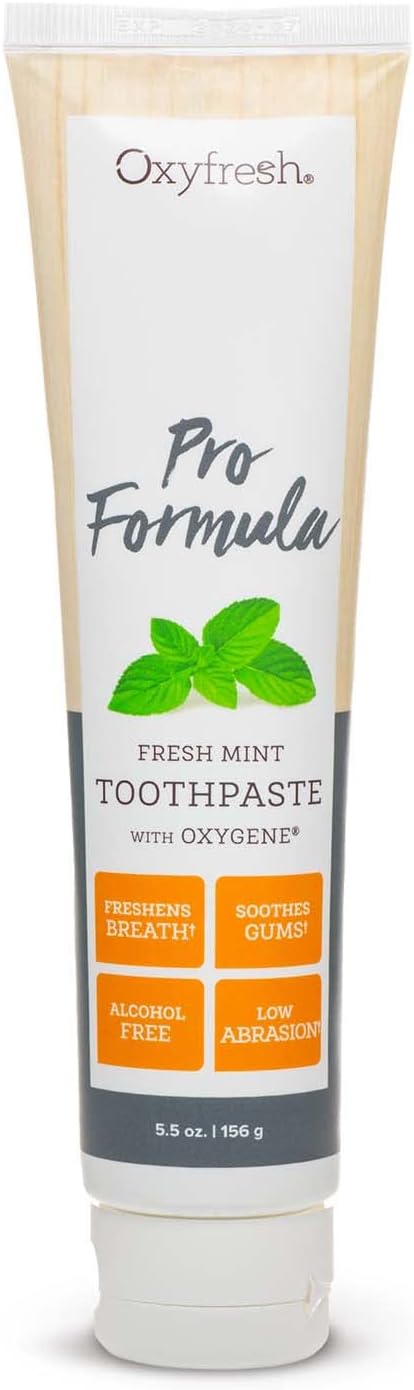 Oxyfresh Pro Formula Fresh Mint Toothpaste – Gentle Low Abrasion - Cosmetic Fluoride Free Formula - Great for Sensitive Teeth and Gums with Natural Essential Oils. 5.5 oz.