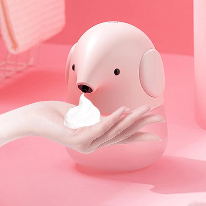 Automatic Soap Dispenser for Kids- Cute Pink Elephant Touchless Foaming Hand Soap Dispenser, Waterproof & USB Rechargeable, 13.5oz/ 400ml for Bathroom Countertop, Kitchen, Preschool Children