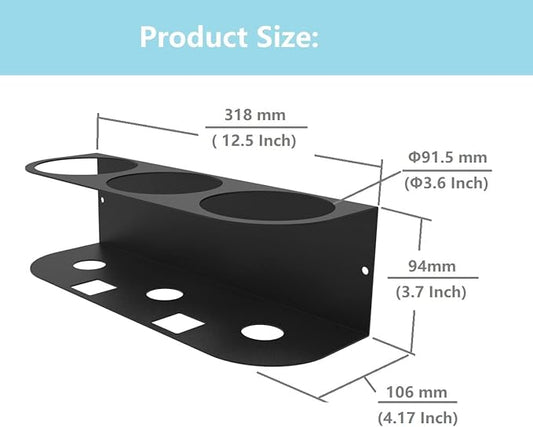 JINGCHENGMEI 3 Spray Bottles Holder, Steel Wall Mount Storage Organizer for All-Purpose at Garage and Home (SBH-3B1Pc)