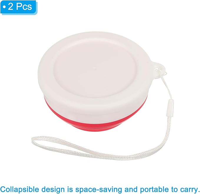 PATIKIL Collapsible Cup, 2 Pack 200mL Travel Folding Cup Silicone Portable Drinking Cup for Camping Hiking Outdoors, Rose Red