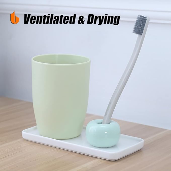 Urbanstrive Sleek Mini Ceramics Toothbrush Holder Stand for Bathroom Vanity Countertops (Gray 1-Pack)
