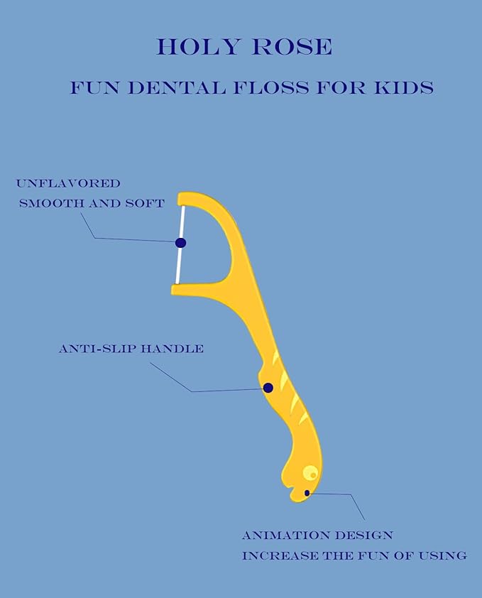 Kids Professional Dental Floss Picks Holy Rose Dental Flossers Dispenser Suitable for Teenagers,Children,Girls,Boys Unflavored Floss Sticks,Neat,Hygienic