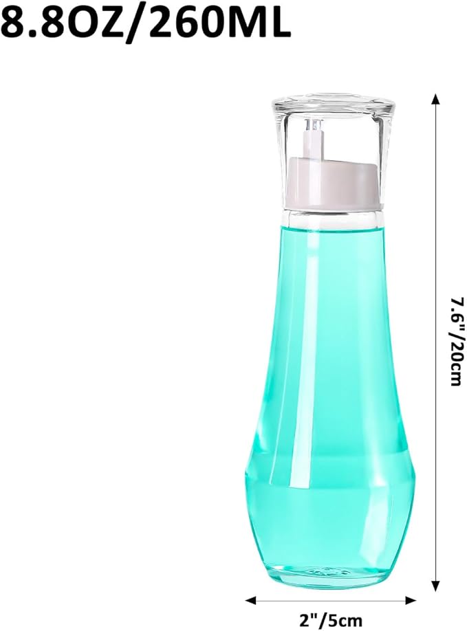 Mouthwash Dispenser For Bathroom, Glass Mouth Wash Dispensers With Cup, Mouthwash Container Bottle Holder For Adults/Kid, 8.8 OZ, Set Of 2