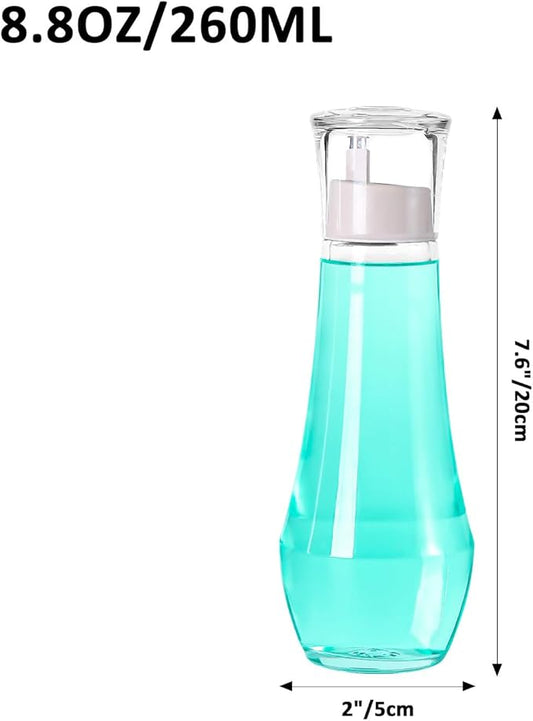 Mouthwash Dispenser For Bathroom, Glass Mouth Wash Dispensers With Cup, Mouthwash Container Bottle Holder For Adults/Kid, 8.8 OZ, Set Of 2