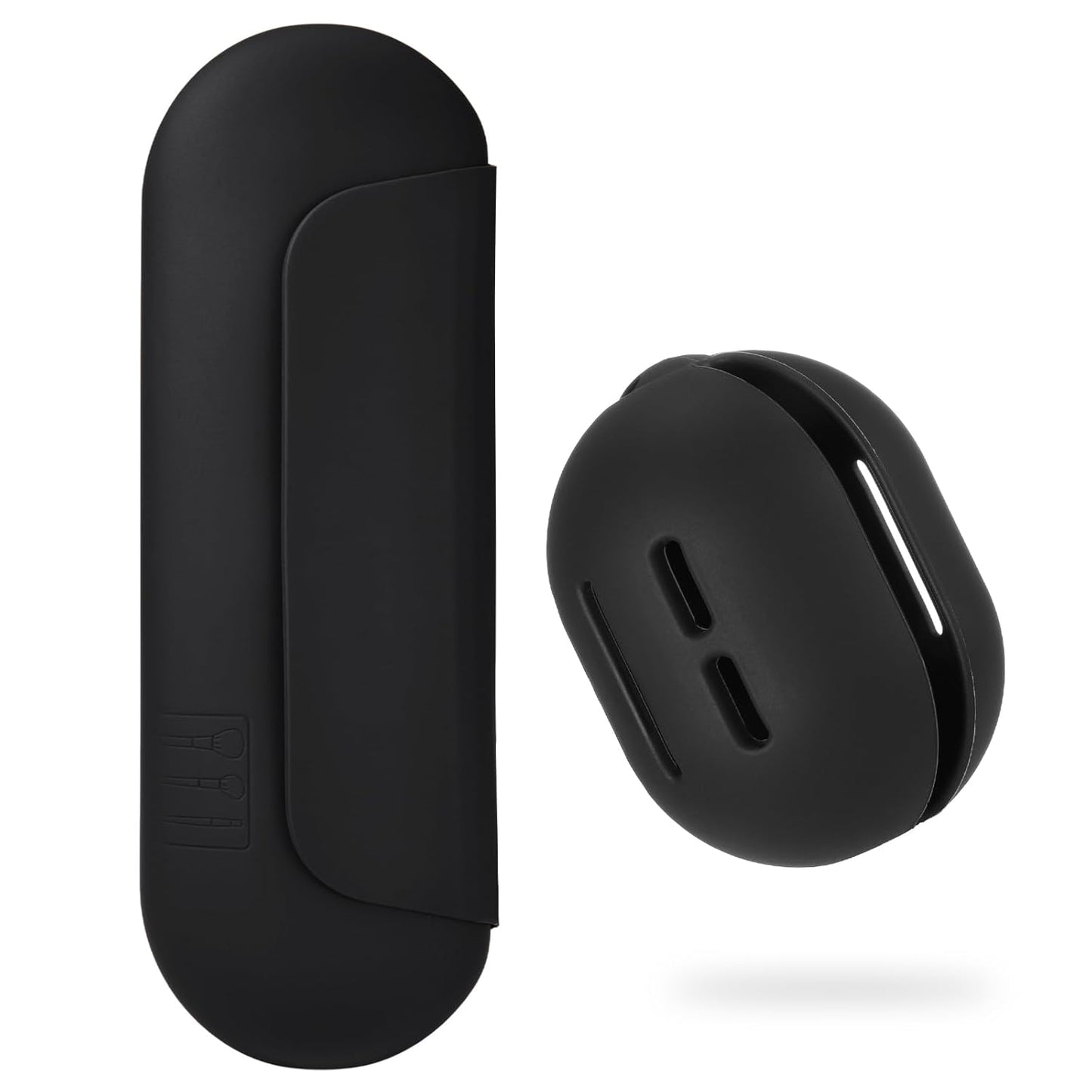 2 IN 1 Silicone Makeup Brush Holder with Beauty Make Up Sponge Holder Case：Soft Portable Cosmetic Face Brushes Holder with Upgrade Anti-Fall Out Magnetic Closure - Black